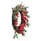 18" Red Berries & Two-Tone Green Leaves Artificial Wreath, Unlit